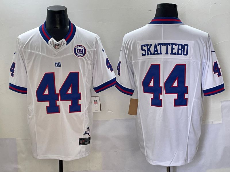Men 2025 Nike New York Giants #44 Skattebo white Throwback 3th generation Limited NFL Jersey 002